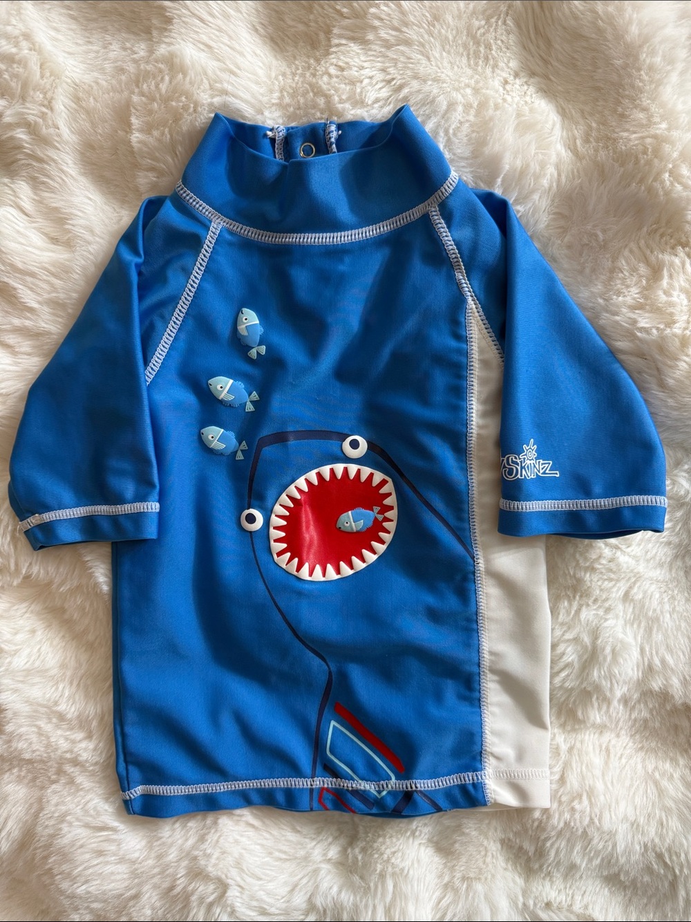 UV Skinz Blue and White Shark Print Kids Rashguard 2T